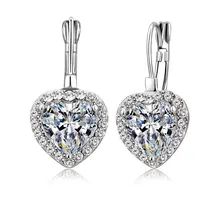 Lujo romántico encantador Plata de Ley 925 claro CZ corazón colgante pendientes regalo para mujeres amante Brincos precio al por mayor(China)