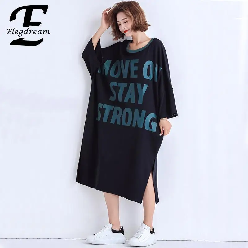 Elegdream Oversized Plus Size Women Summer New Letter Print Straight Dress Lady Casual Loose Midi Cotton Dresses Female Vestidos
Elegdream Oversized Plus Size Women Summer New Letter Print Straight Dress Lady Casual Loose Midi Cotton Dresses Female Vestidos