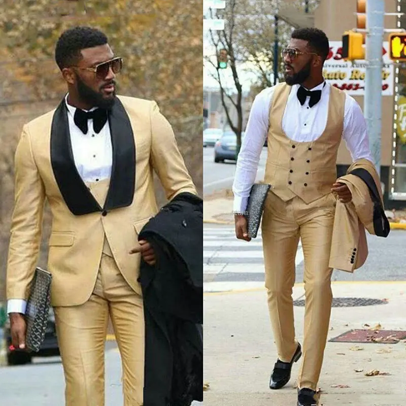 Champagne Men Suits for Wedding Black Shawl Lapel Man Blazer Slim Fit Terno Masculino Costume Homme Groom Wedding Tuxedos 3Piece
Champagne Men Suits for Wedding Black Shawl Lapel Man Blazer Slim Fit Terno Masculino Costume Homme Groom Wedding Tuxedos 3Piece