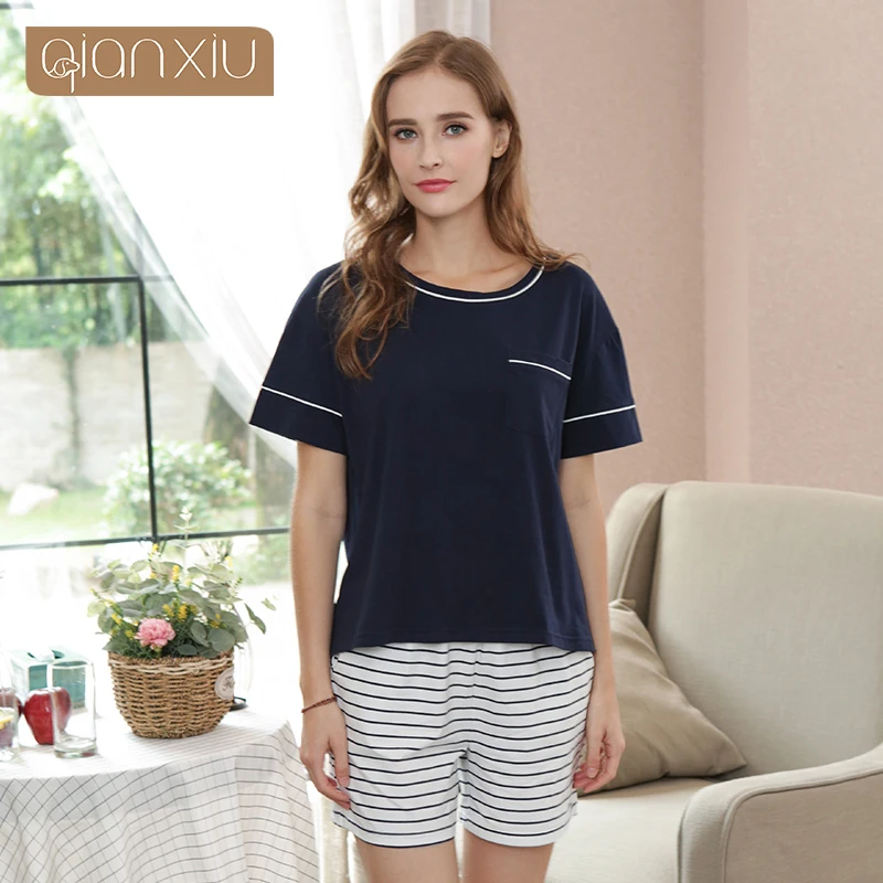 1872 Qianxiu 2018 New sets for women short-sleeve short pants onesie Large size 91872
1872 Qianxiu 2018 New sets for women short-sleeve short pants onesie Large size 91872