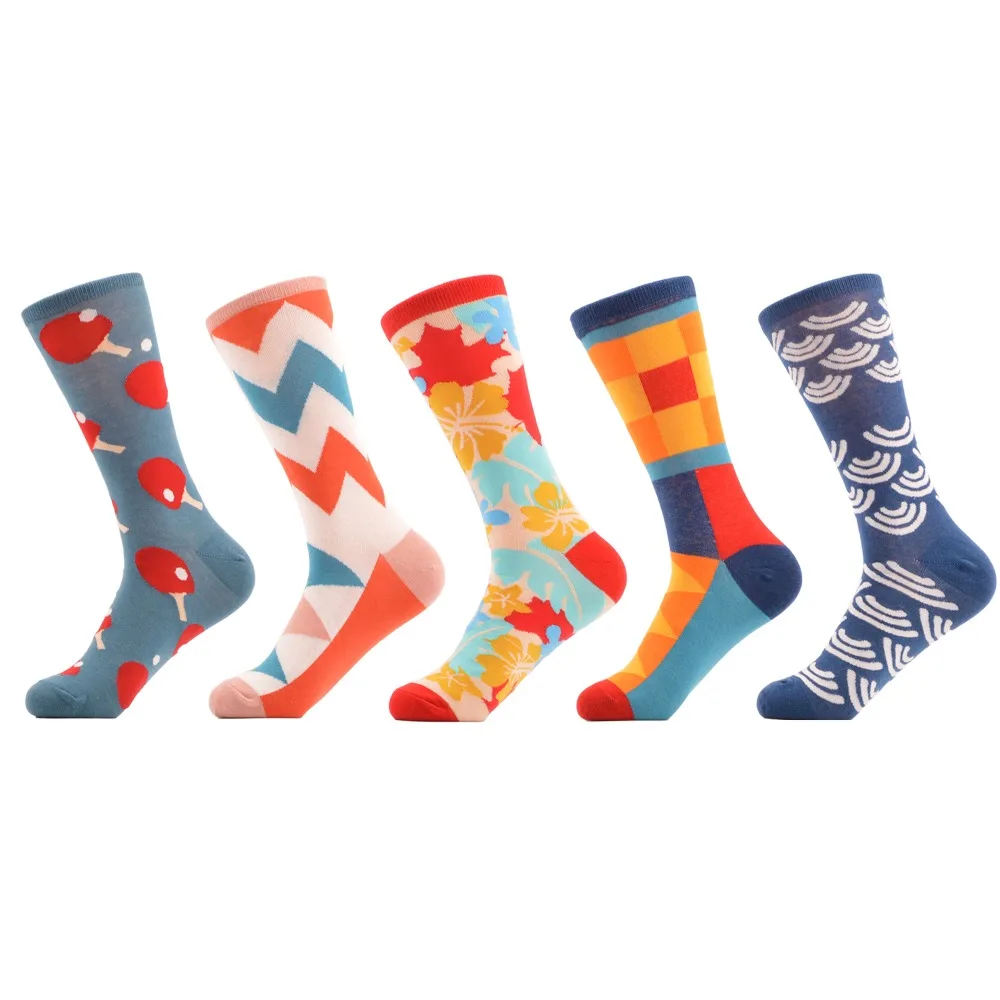 Men Fashion Plaids Cotton Crew Socks Casual Dress Funky Warm High Ankle Socks