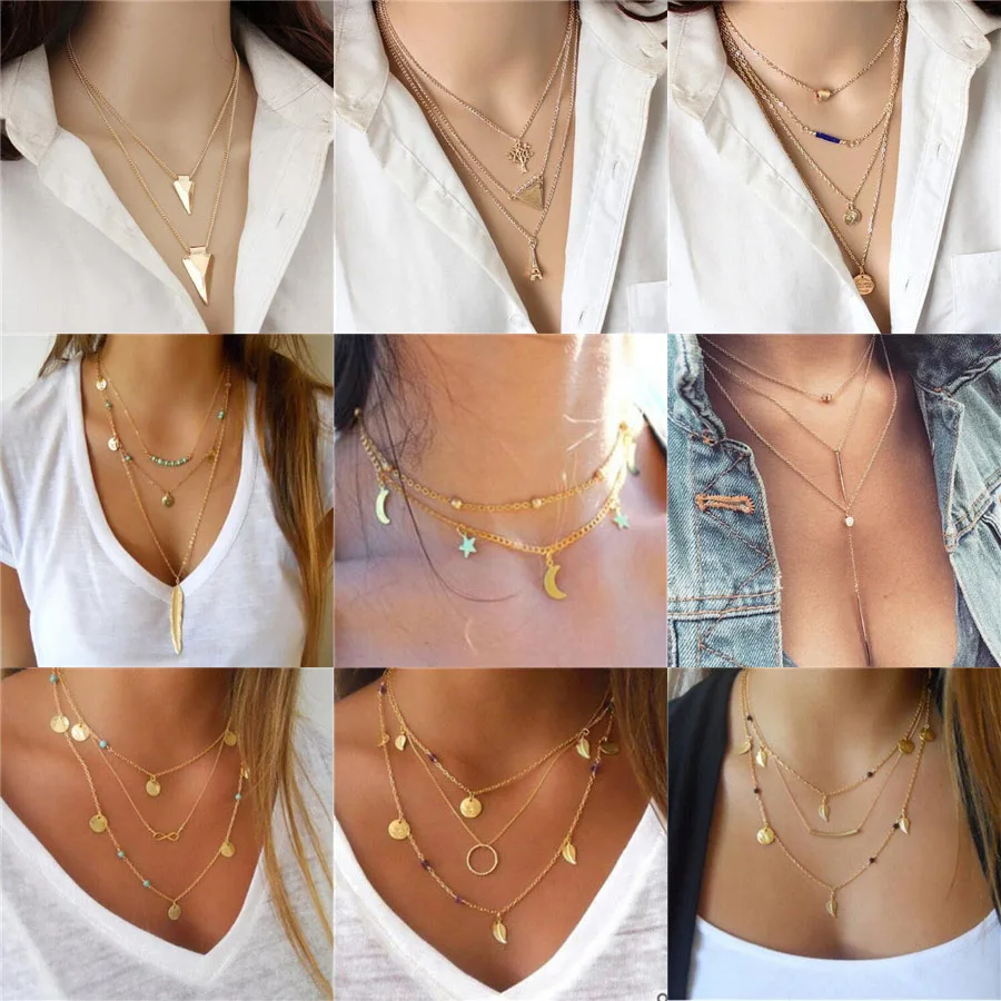 New Boho Jewelry Multi Layer Choker Necklaces for Women Sexy Moon Fashion Pendant Vintage Collier Tassels choker Necklace Bijoux
New Boho Jewelry Multi Layer Choker Necklaces for Women Sexy Moon Fashion Pendant Vintage Collier Tassels choker Necklace Bijoux