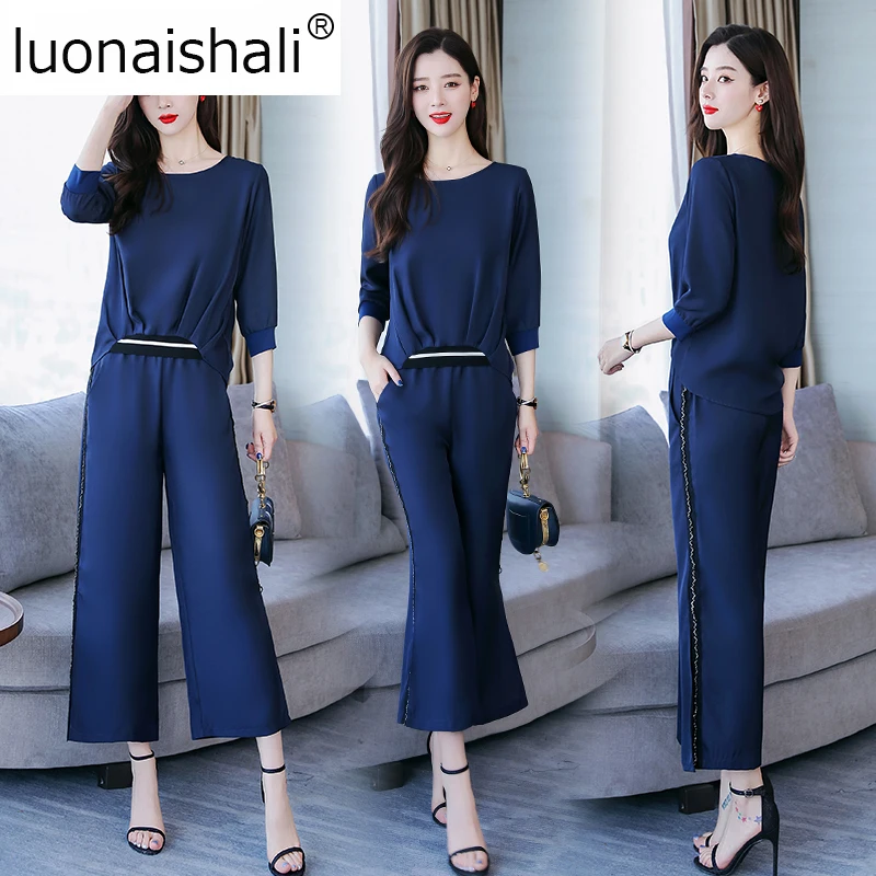 tracksuit for women 2019 spring female large size blouse+slit wide-legged pants suits women's plus size two-piece sets H338
tracksuit for women 2019 spring female large size blouse+slit wide-legged pants suits women's plus size two-piece sets H338