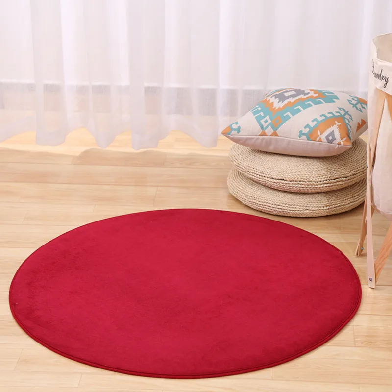 

Round 100cm Solid Flannel Memory Foam Carpets Area rug Bedroom Doormat Floor mat Green/Red/Gray Yoga Chair Mats For Living Room