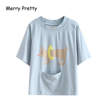 MERRY PRETTY Women Cartoon Dog Harajuku Blue T Shirts 2019 Summer Short Sleeve O-Neck Cotton T shirt Letter Embroidery Tops Tees
MERRY PRETTY Women Cartoon Dog Harajuku Blue T Shirts 2019 Summer Short Sleeve O-Neck Cotton T shirt Letter Embroidery Tops Tees
