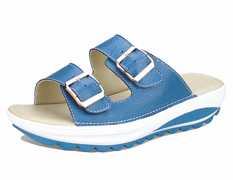 2017 Casual Women's Sandals Genuine Leather Summer Flats Shoes Women Platform Wedges Female Slides Beach Flip Flops Size 35-42 23