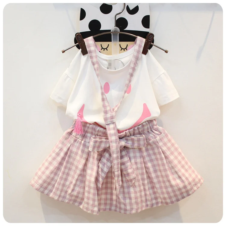 2016 Korean Girl Children's Garment 2 Pieces Set New Pattern Girl Baby T Unlined Upper Garment Lattice Straps Suit
2016 Korean Girl Children's Garment 2 Pieces Set New Pattern Girl Baby T Unlined Upper Garment Lattice Straps Suit