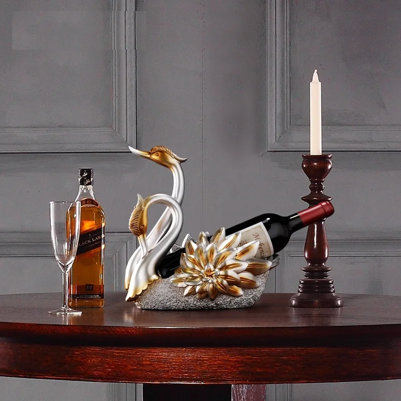 Waliicorners Creative Crafts Resin Red Wine Holder Frame Swan Horse Deer Antlers Room Decoration Cattle Porcelain Animal Figurines 7