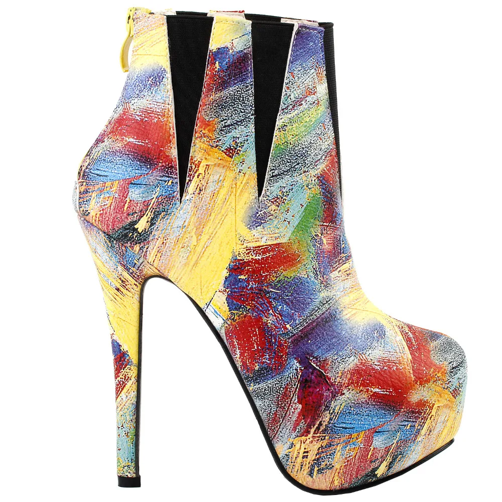 LF80854 Yellow Modern-looking Colorful Abstract Painting Platform Stiletto Ankle Boots
LF80854 Yellow Modern-looking Colorful Abstract Painting Platform Stiletto Ankle Boots