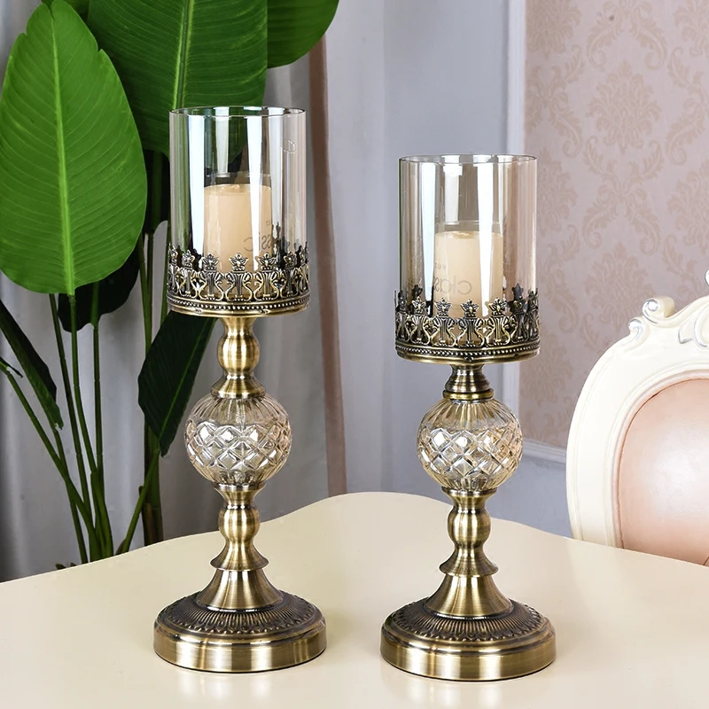 

Luxury American candle holder wedding decoration table centerpieces Crystal metal candlestick candelabra candles home decoration