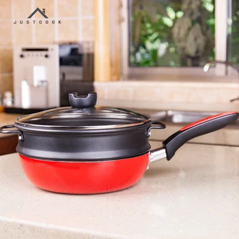 Frying pan two layers food steamer multi function combined soup saucepan pot wok gas fired induction cooker glass lid
Frying pan two layers food steamer multi function combined soup saucepan pot wok gas fired induction cooker glass lid