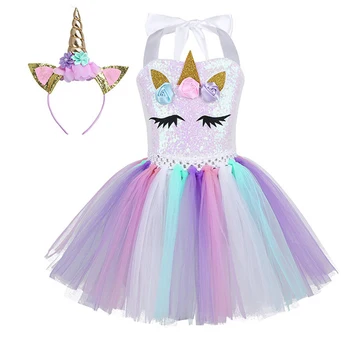 Kids Girls Cartoon Unicorn Cosplay Dress Flowers Sparkly Sequins Mesh Tutu Dress with Hair Hoop Halloween Party Costume Dress Up
Kids Girls Cartoon Unicorn Cosplay Dress Flowers Sparkly Sequins Mesh Tutu Dress with Hair Hoop Halloween Party Costume Dress Up