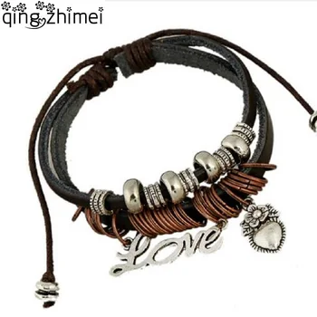 New Letter Love Black Leather Women Bracelet Multi Bronze Circles Strand Bracelet Hand Cuff Bangle Lady's Elegant Heart Jewelry
New Letter Love Black Leather Women Bracelet Multi Bronze Circles Strand Bracelet Hand Cuff Bangle Lady's Elegant Heart Jewelry
