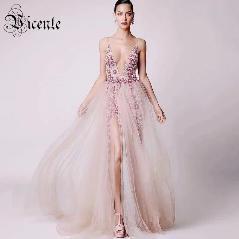 Vicente HOT 2019 New Trendy Pink Floral Embellished Sheer Mesh Sexy Spagehtti Strap V Neck Celebrity Party Long Dress
Vicente HOT 2019 New Trendy Pink Floral Embellished Sheer Mesh Sexy Spagehtti Strap V Neck Celebrity Party Long Dress