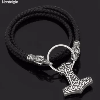 Nostalgia Odin Mjolnir Viking Jewelry Raven Head Thor Hammer Leather Long Slavic Necklace Wicca Pagan Talisman Pendants
Nostalgia Odin Mjolnir Viking Jewelry Raven Head Thor Hammer Leather Long Slavic Necklace Wicca Pagan Talisman Pendants