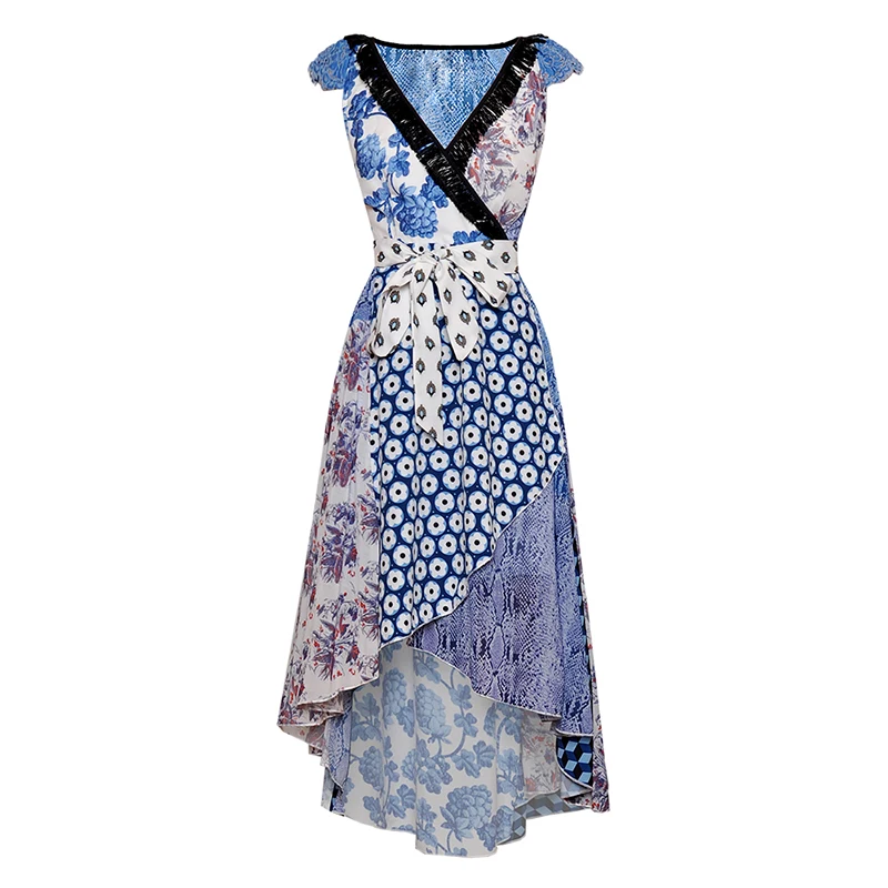 HIGH QUALITY Newest 2019 Runway Designer Dress Women's Sleeveless Color Block Floral Dovetail Dress
HIGH QUALITY Newest 2019 Runway Designer Dress Women's Sleeveless Color Block Floral Dovetail Dress