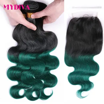 Mydiva Pre-Colored Ombre Bundles With Closure 3 Bundle Human Hair With Closure 1B/Green Dark Roots Turquoise Body Wave Non Remy
Mydiva Pre-Colored Ombre Bundles With Closure 3 Bundle Human Hair With Closure 1B/Green Dark Roots Turquoise Body Wave Non Remy