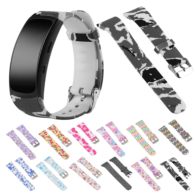 

Essidi Printed Rubber Watch Band Strap For Samsung Gear Fit 2 Pro R365 Quick Release Wristband Loop For Fit 2 R360 Bracelet