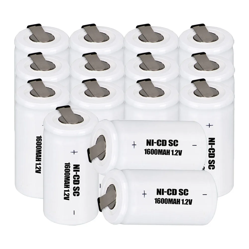 15 pcs SC battery 1.2V SUBC batteries rechargeable high drain 1600mah with tabs color random 
15 pcs SC battery 1.2V SUBC batteries rechargeable high drain 1600mah with tabs color random