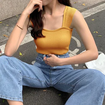 Sexy Basic Camisole For Women Knitted Tank Top Summer Sleeveless Pullover Vest Top Streetwear Fashion Cool Girls Tees Camis
Sexy Basic Camisole For Women Knitted Tank Top Summer Sleeveless Pullover Vest Top Streetwear Fashion Cool Girls Tees Camis