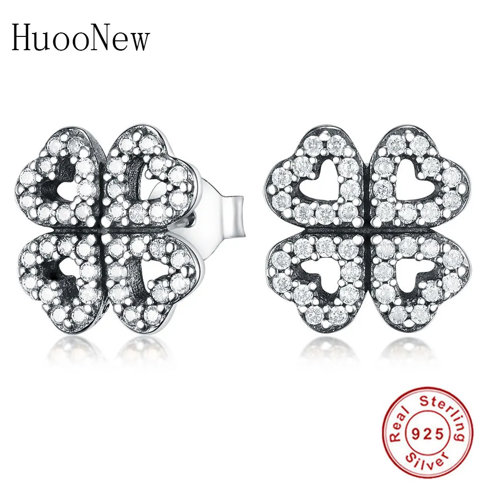 HuooNew 925 Sterling Silver Four-leaf Heart Clover Flower Zirconia Crystal Stone Stud Earrings Women Women's Female Brincos 2018
HuooNew 925 Sterling Silver Four-leaf Heart Clover Flower Zirconia Crystal Stone Stud Earrings Women Women's Female Brincos 2018