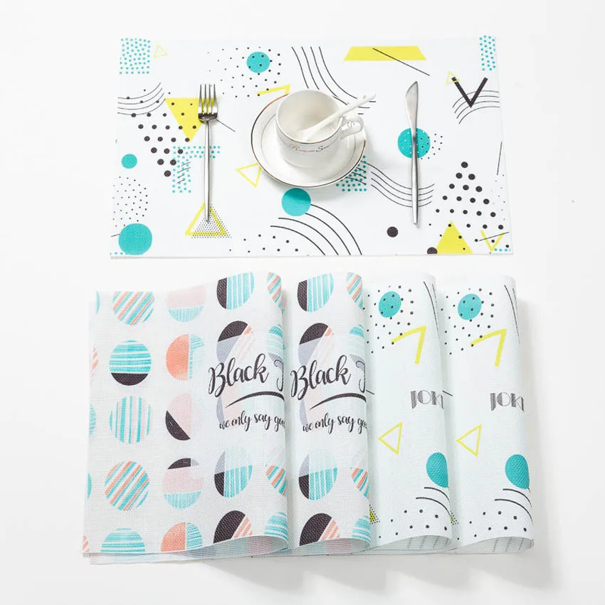 Geometric Table Mats Modern PVC Painting Placemats for Kitchen Placemat for Table Dining Table Bar Coffee Table Pad Coasters
Geometric Table Mats Modern PVC Painting Placemats for Kitchen Placemat for Table Dining Table Bar Coffee Table Pad Coasters
