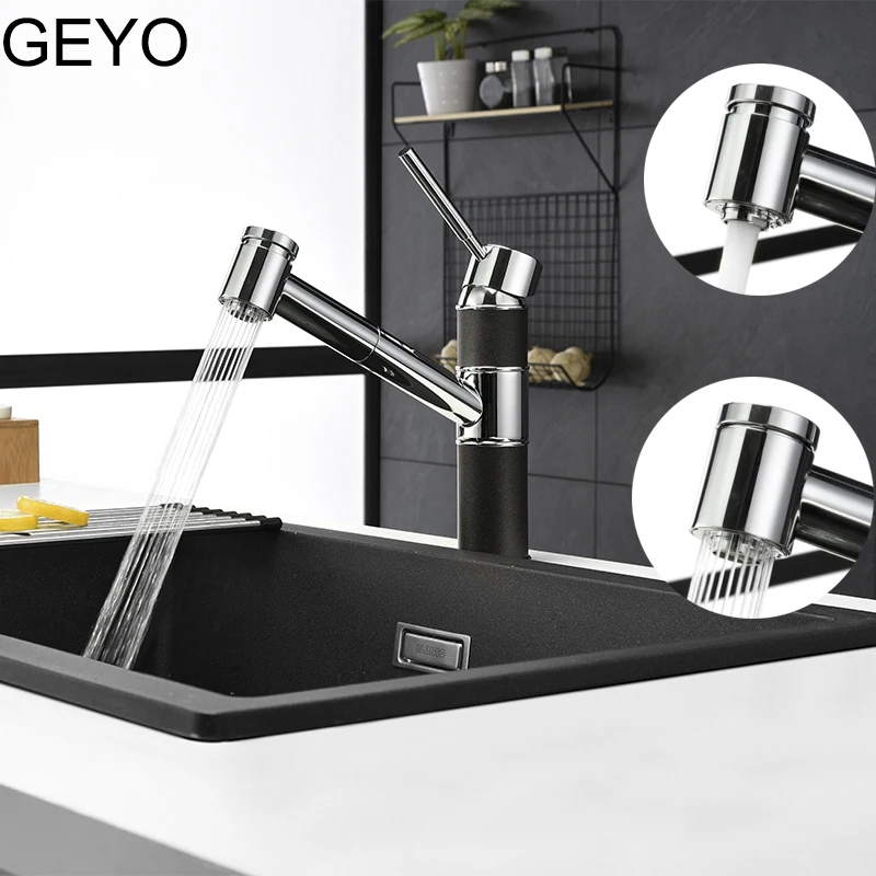 GEYO Kitchen Faucets Chrome Single Handle Pull Out Kitchen Tap Single Hole Handle Water Mixer Tap Bathroom Faucet
GEYO Kitchen Faucets Chrome Single Handle Pull Out Kitchen Tap Single Hole Handle Water Mixer Tap Bathroom Faucet