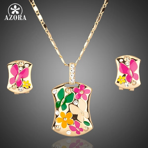 Разноцветные серьги клипсы и подвеска TG0002|jewelry sets|set jewelryjewelry necklace sets |