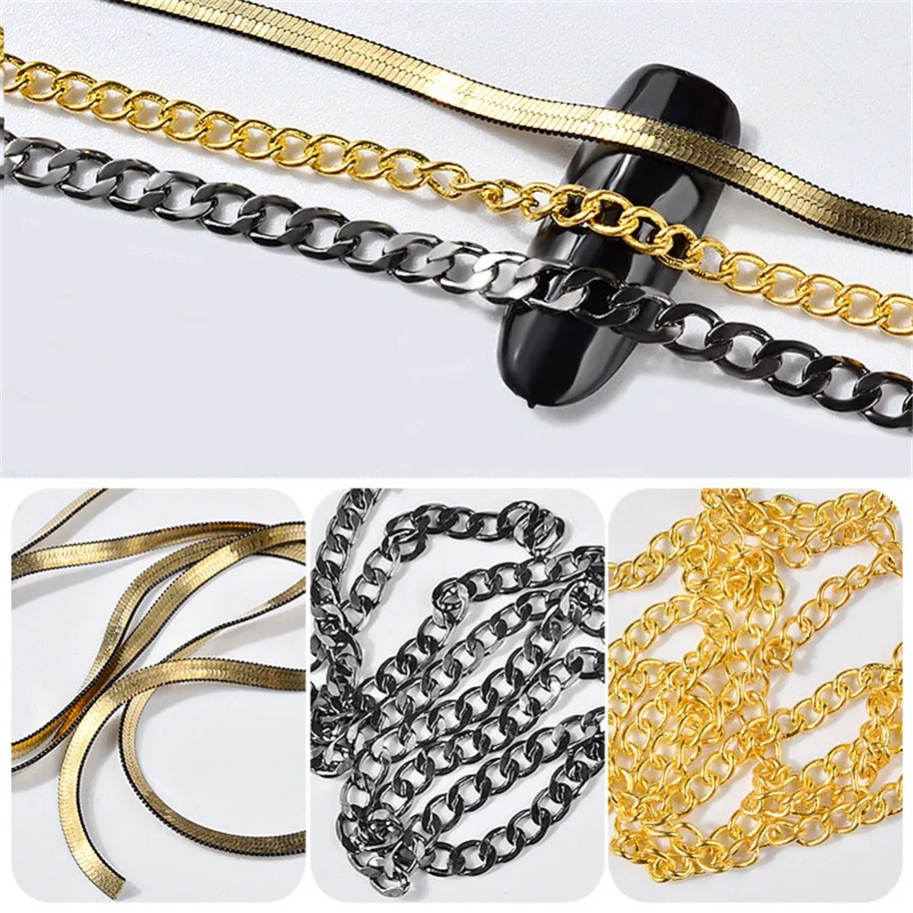 Металлическая цепочка для ногтей в стиле панк 3 шт. 50 см|metal decoration|metal nail decorationmetal |