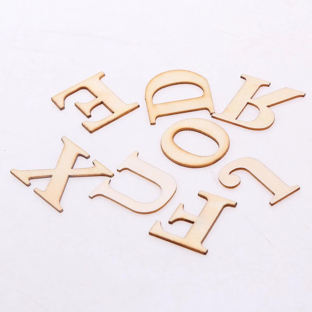 31pcs Unpainted A-Z Alphabet Capital Letters Unfinished Wood Scrapbook Embellishment for Kids Educational Toys 3cm