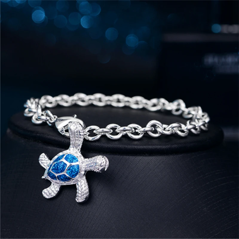 Sea World Style Blue Solid Sequin Turtle Shape Charm Bangle Women Silver Hand Chain Cute Animal Jewelry Drop Shipping Wholesale
Sea World Style Blue Solid Sequin Turtle Shape Charm Bangle Women Silver Hand Chain Cute Animal Jewelry Drop Shipping Wholesale