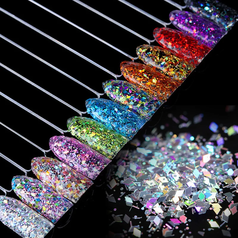 Rhombus Nail Flakies Colorful Glitter Paillette Nail Art Sequins Flakes Glitter for Nail Art Decorations
Rhombus Nail Flakies Colorful Glitter Paillette Nail Art Sequins Flakes Glitter for Nail Art Decorations