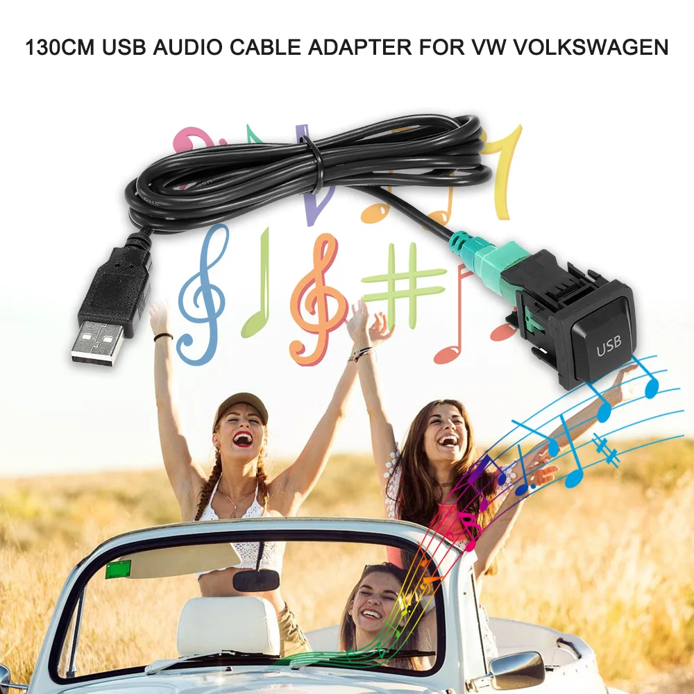 

Car Audio Speakers Wiring kits Cable Amplifier USB Audio Speaker Installation Wires Kit for VW Volkswagen 130cm