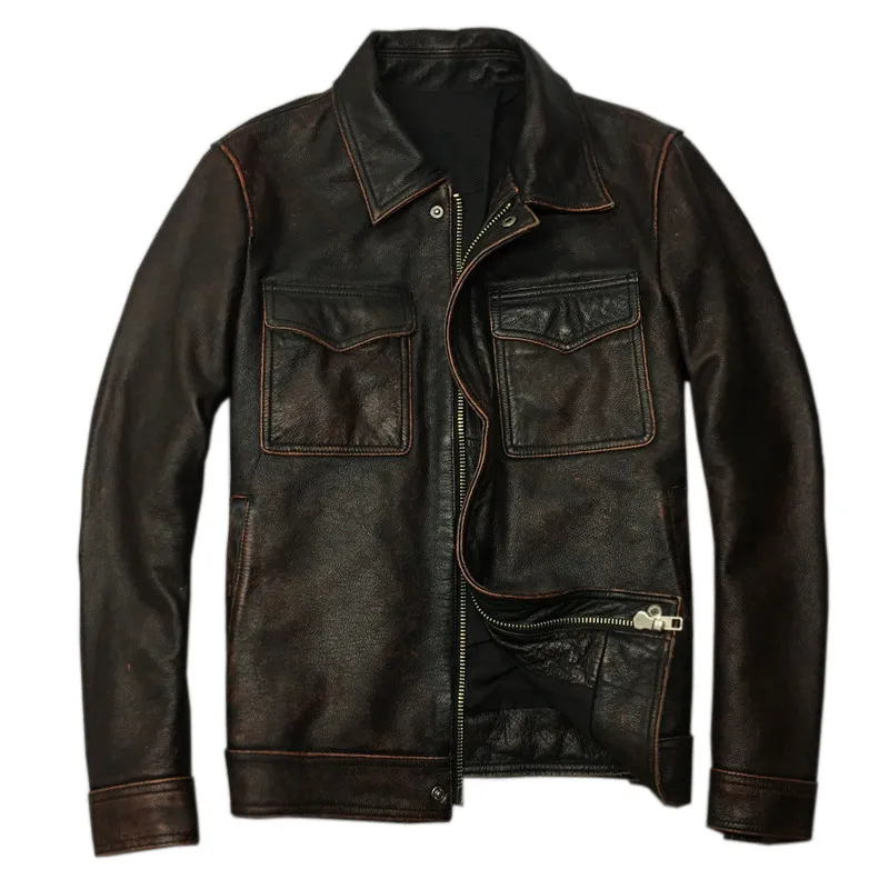 HARLEY DAMSON Vintage Brown Men Classic Casual Leather Jacket Plus Size 5XL Slim Fit Real Cowhide Autumn Russian Leather Coat
HARLEY DAMSON Vintage Brown Men Classic Casual Leather Jacket Plus Size 5XL Slim Fit Real Cowhide Autumn Russian Leather Coat