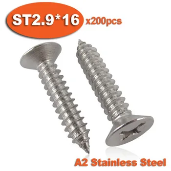 200pcs DIN7982 ST2.9 x 16 A2 Stainless Steel Self Tapping Screw Cross Recessed Countersunk Head Self-tapping Screws
200pcs DIN7982 ST2.9 x 16 A2 Stainless Steel Self Tapping Screw Cross Recessed Countersunk Head Self-tapping Screws