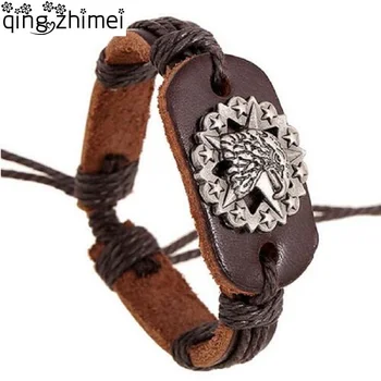High Quality Genuine Leather Bracelets Mens Adjustable Hemp Rope Wrap Vintage Male Bracelet Charm Eagle Head Bangle Punk Jewelry
High Quality Genuine Leather Bracelets Mens Adjustable Hemp Rope Wrap Vintage Male Bracelet Charm Eagle Head Bangle Punk Jewelry