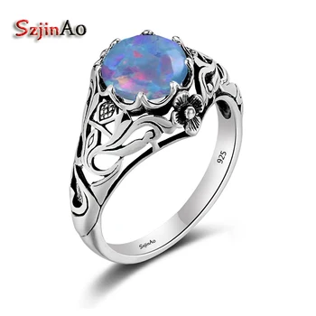 Szjinao Bohemian Female Blue Fire Opal Flower Stark Rings For Women Vintage Wedding Antique 925 Sterling Silver Bulgaria Jewelry
Szjinao Bohemian Female Blue Fire Opal Flower Stark Rings For Women Vintage Wedding Antique 925 Sterling Silver Bulgaria Jewelry