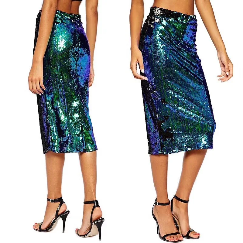 Fashion Gold Women Sequine Skirt High Waist Elastic Pencil Skirts Knee Slim Sexy White Green Black Solid Midi Skirts Female
Fashion Gold Women Sequine Skirt High Waist Elastic Pencil Skirts Knee Slim Sexy White Green Black Solid Midi Skirts Female