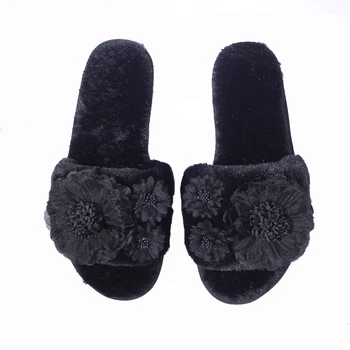 Home Winter Slippers Solid Flowers Women Plush Exposed Toe Slippers Indoor Faux Fur Non-Slip Soft Bedroom Flat Shoes Slippers 
Home Winter Slippers Solid Flowers Women Plush Exposed Toe Slippers Indoor Faux Fur Non-Slip Soft Bedroom Flat Shoes Slippers