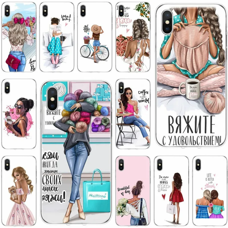 Модный жесткий чехол для девушек Мягкий силиконовый из ТПУ телефона iPhone X XS XR Max 5 5S