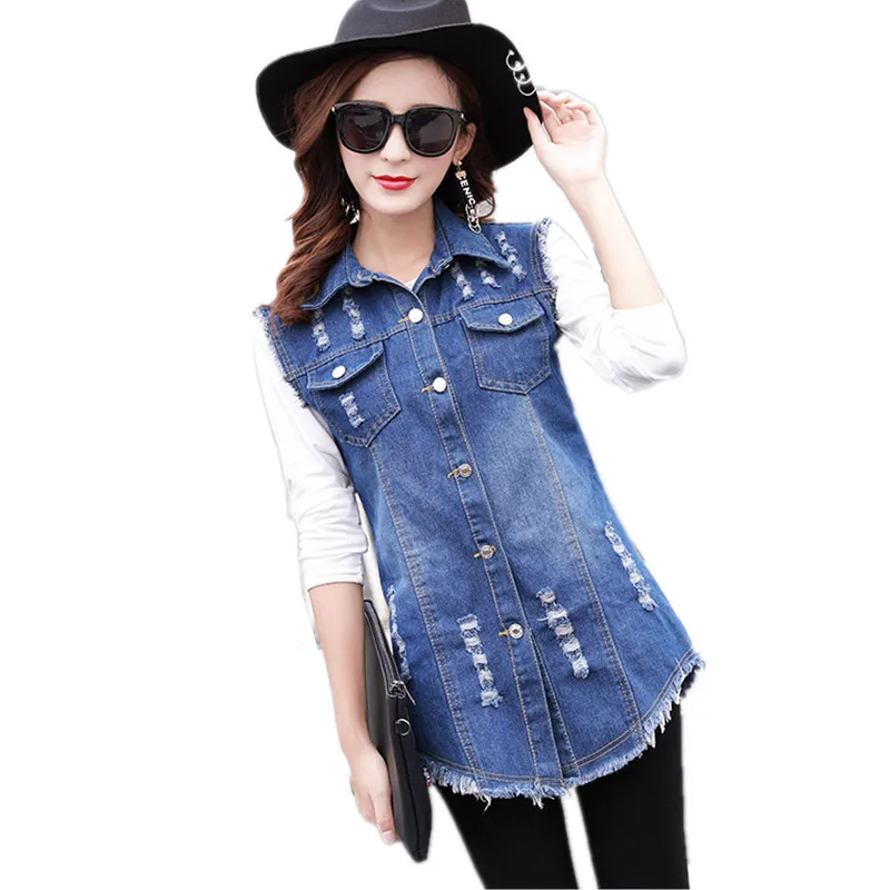 B2473 Spring autumn 2019 new Korean version women fashion sleeveless thin style hole denim vest cheap wholesale
B2473 Spring autumn 2019 new Korean version women fashion sleeveless thin style hole denim vest cheap wholesale