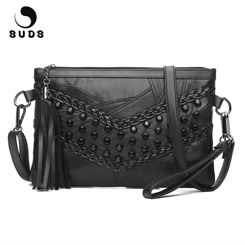 SUDS Brand Women Bag Patchwork Genuine Leather Rivet Shoulder Bag Designer High Quality Sheepskin Women Messenger Bag Clutch Bag
SUDS Brand Women Bag Patchwork Genuine Leather Rivet Shoulder Bag Designer High Quality Sheepskin Women Messenger Bag Clutch Bag