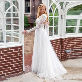 LORIE Long Sleeve Wedding Dress Lace Top V Neck Tulle Skirt Backless Princess Beach Wedding Gown Boho Bride Dress Free Shipping
LORIE Long Sleeve Wedding Dress Lace Top V Neck Tulle Skirt Backless Princess Beach Wedding Gown Boho Bride Dress Free Shipping