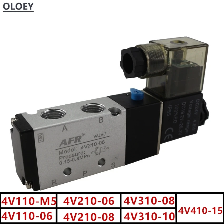 Each Airtac Type Electric Air Solenoid Valve 2Position 5Port 4V110 210 310 410-M5 06 08 10 15 DC:12 24V AC:24 110 220V Port Size
Each Airtac Type Electric Air Solenoid Valve 2Position 5Port 4V110 210 310 410-M5 06 08 10 15 DC:12 24V AC:24 110 220V Port Size