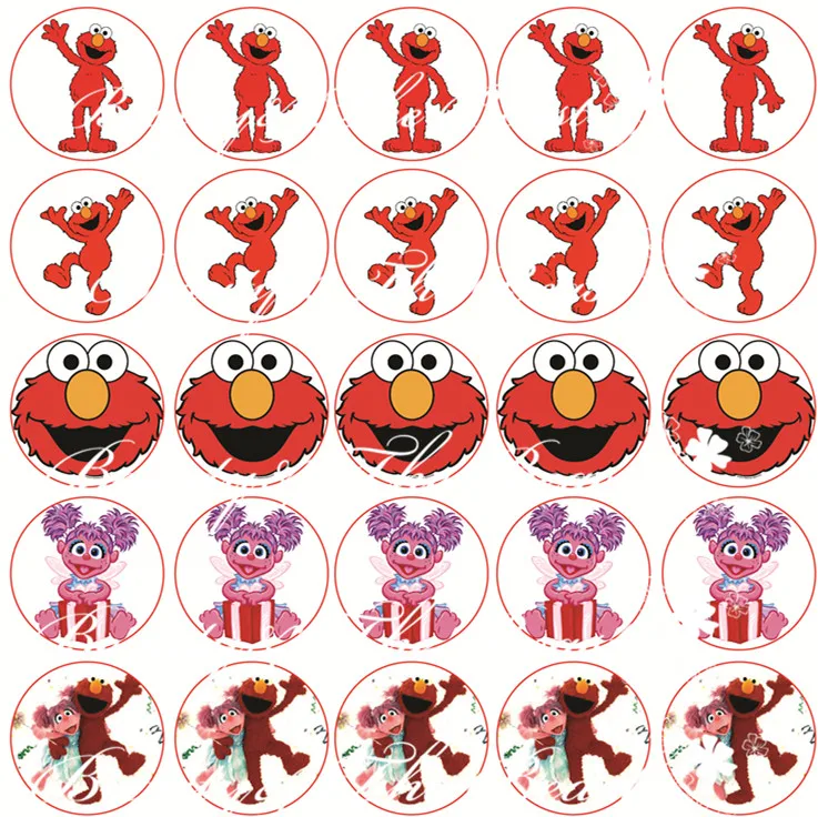 

Sesame Street Elmo and Abby Sticker Baby Shower Cupcake Toppers Birthday Party Decorations Kids Sticker Label for Birthday