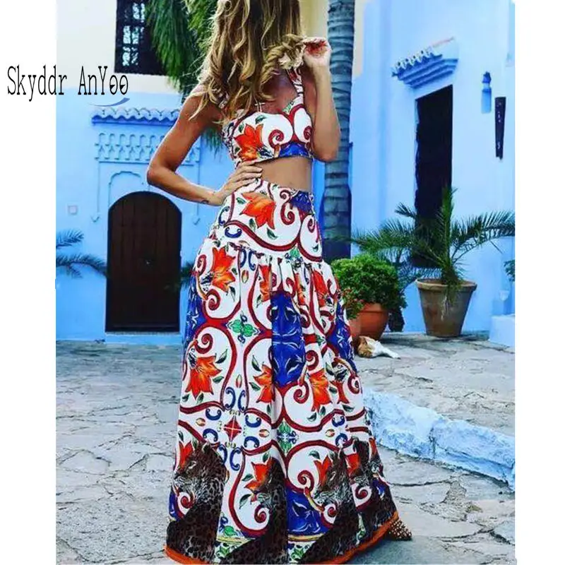 Vintage Summer Beach Maxi Dress For Women Print Vestidos Bohemian Sexy Long Party Dress Elegant 2 Pieces Backless Ladies Dresses
Vintage Summer Beach Maxi Dress For Women Print Vestidos Bohemian Sexy Long Party Dress Elegant 2 Pieces Backless Ladies Dresses