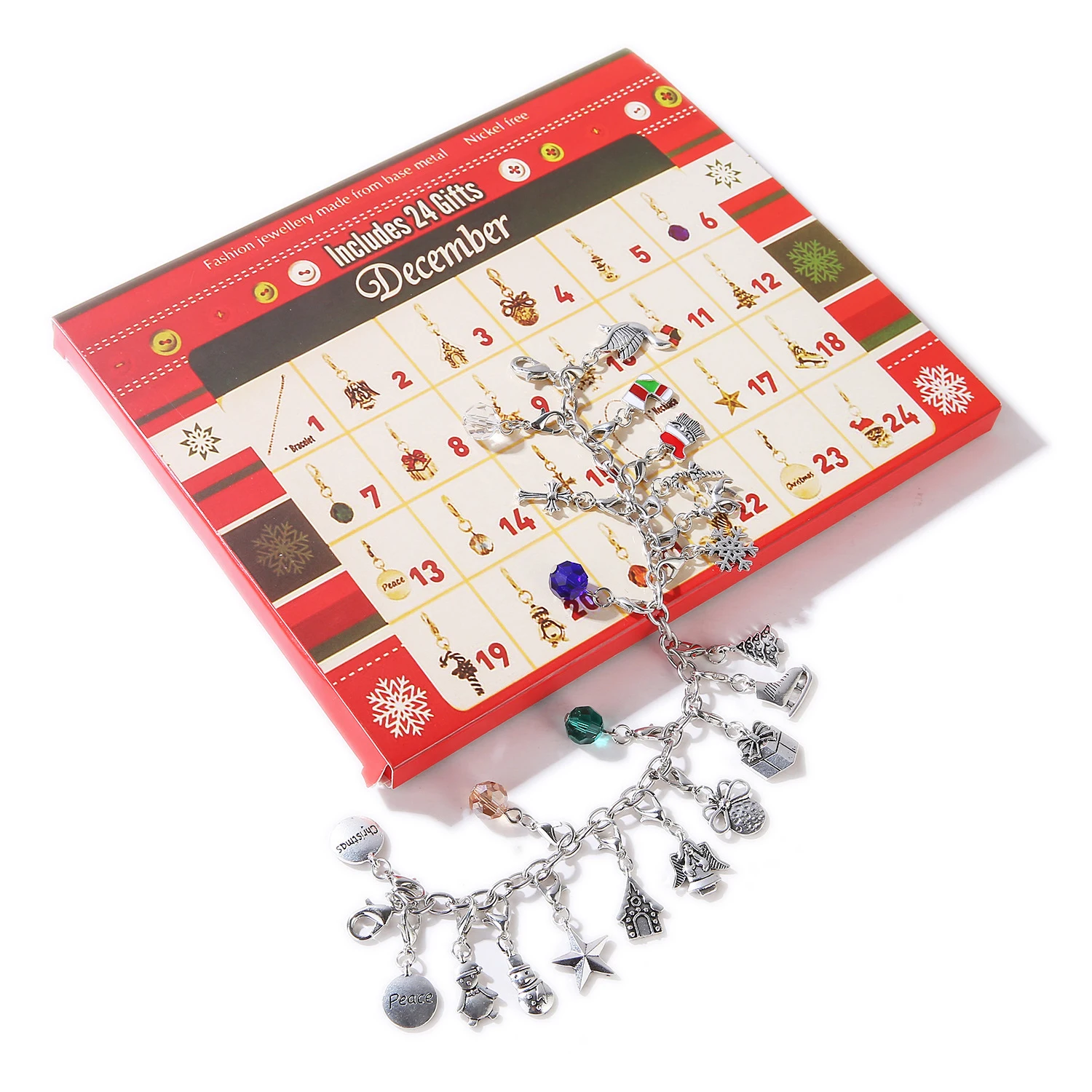 Behogar Merry Christmas Advent Charm Calendar with 22pcs Charms for DIY Bracelet Necklace Jewelry Making Kids Women Gift Present
Behogar Merry Christmas Advent Charm Calendar with 22pcs Charms for DIY Bracelet Necklace Jewelry Making Kids Women Gift Present