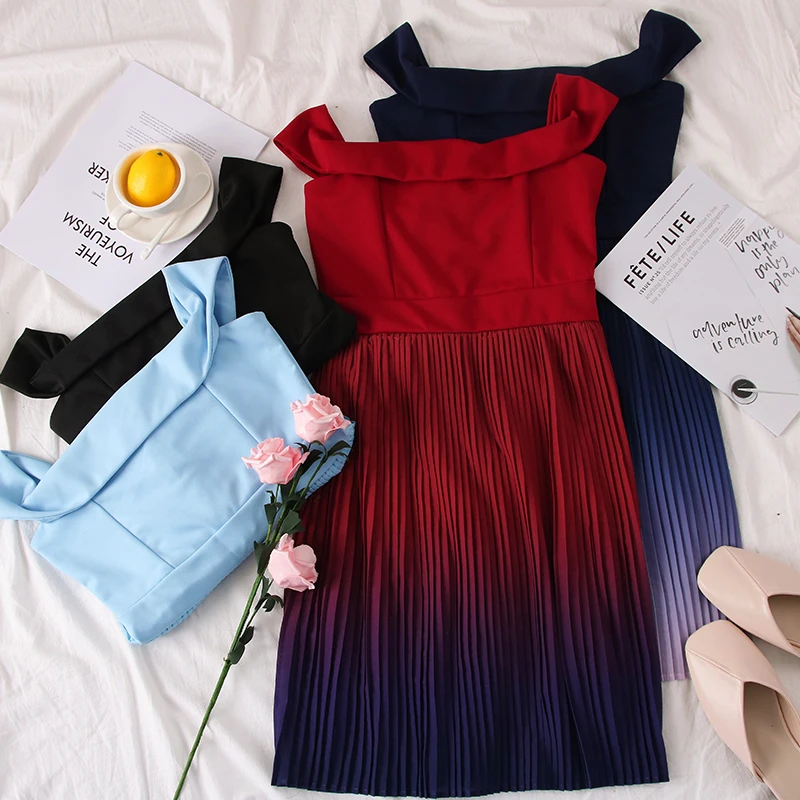 Slim Gradient Print 2019 Sexy Summer Off Shoulder Bodycon Mini Short Dress Women Club Pleated Casual Party Evening Vestidos
Slim Gradient Print 2019 Sexy Summer Off Shoulder Bodycon Mini Short Dress Women Club Pleated Casual Party Evening Vestidos