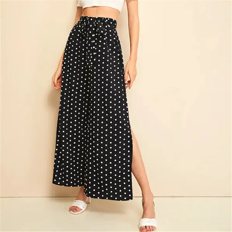 Women Polka Dot Wide Leg Pants Summer Chiffon Harem Trousers Fashion High Waist Lace Up Split Loose Basic Beachwear Holiday
Women Polka Dot Wide Leg Pants Summer Chiffon Harem Trousers Fashion High Waist Lace Up Split Loose Basic Beachwear Holiday