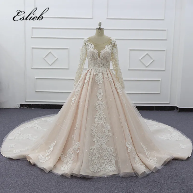 Eslieb High-end Custom made Lace Ball Gown Wedding dress 2019 
Eslieb High-end Custom made Lace Ball Gown Wedding dress 2019